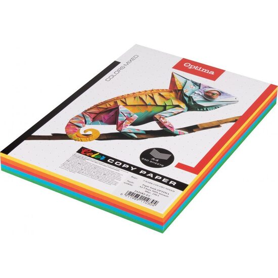 PAPIR A4 80g MIX intenziv 1/250 5barv 50x OPTIMA 14835